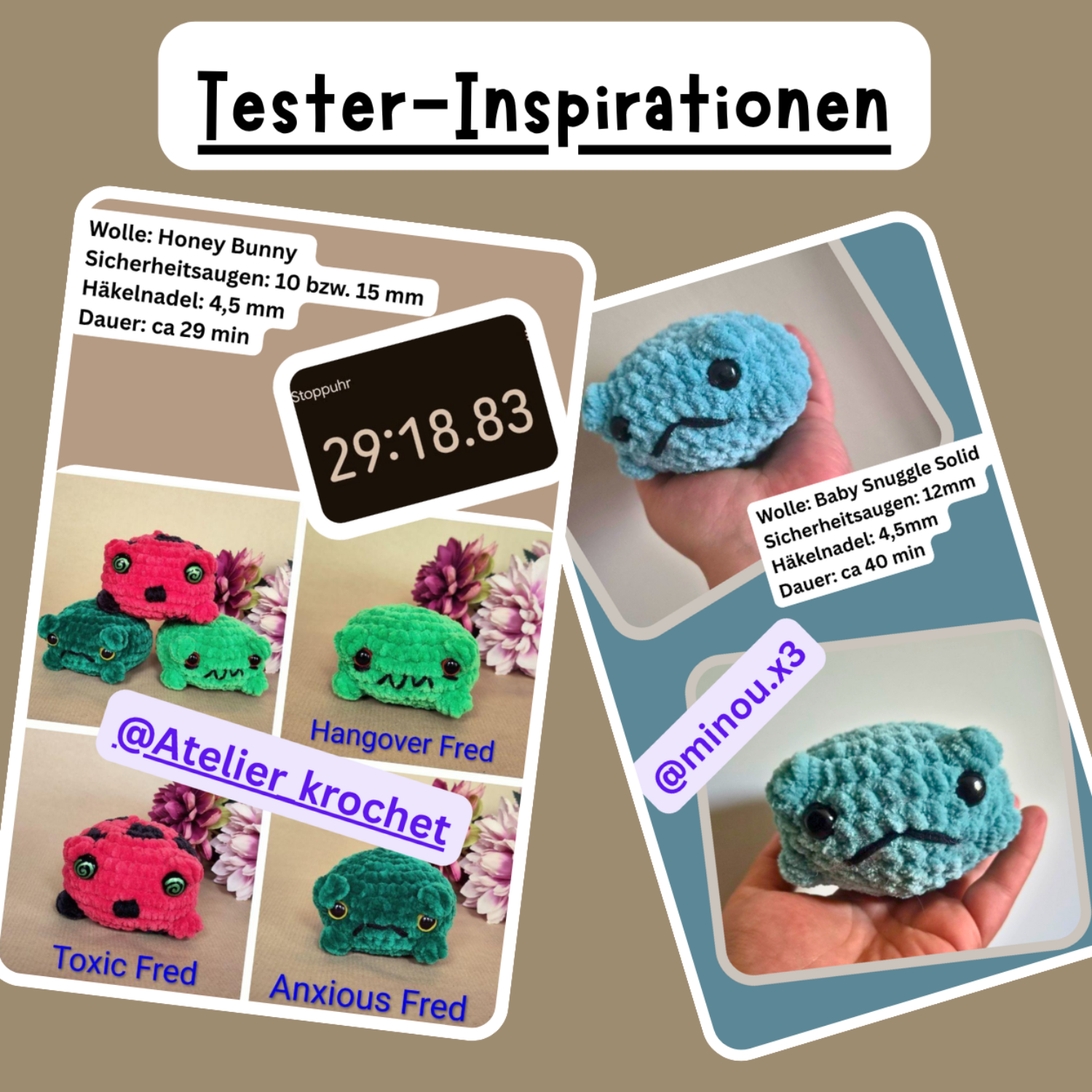 Häkelanleitung Fred, der traurige Frosch
